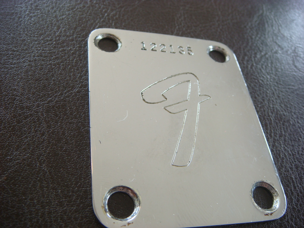 fender strat 83142206108348570 1965 1966 Fender Stratocaster F Series Neck Plate 1960s